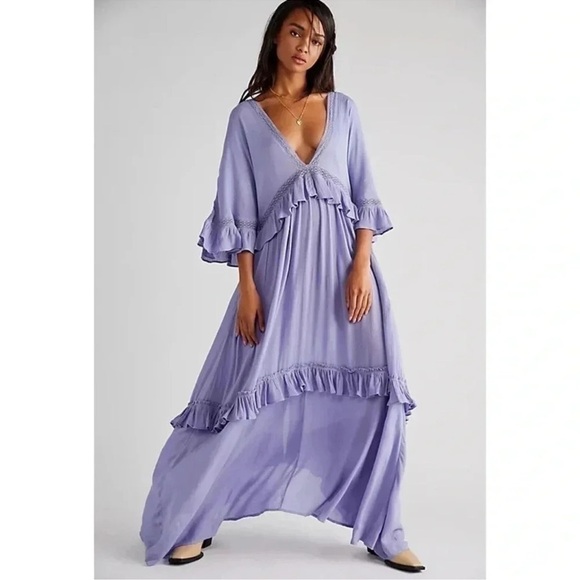 Free People Dresses & Skirts - New Free People Paradiso Lace Maxi Dress Purple Small